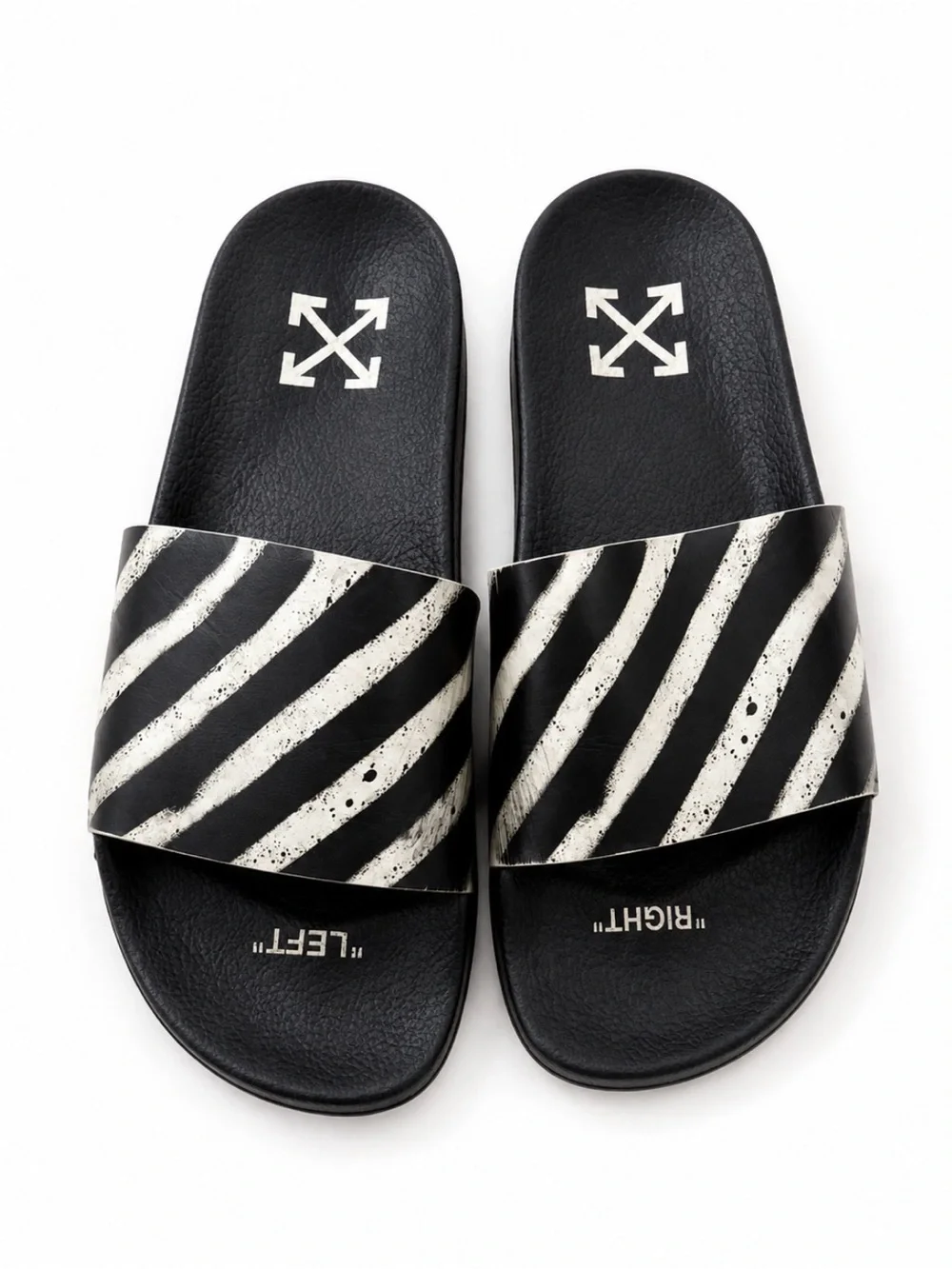 Off White Spray Stripes Slides Black White EU 42 9 us